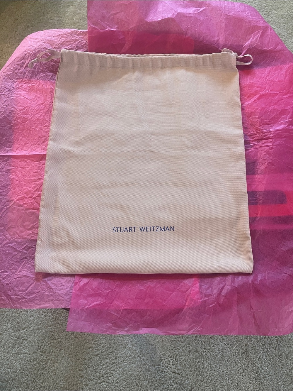 Stuart Weitzman Light Pink Drawstring Dust Bag